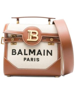 Balmain Bolso satchel con placa del logo - Rosa