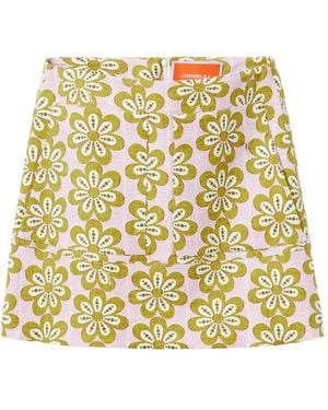 La DoubleJ Floral-Print Cotton-Blend Skirt - Metallic