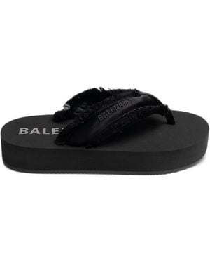 Balenciaga Jet Lag Fringed Sandals - Black