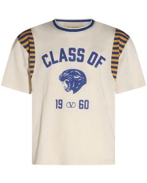 Valentino Garavani Graphic-Print Striped-Sleeve T-Shirt - White
