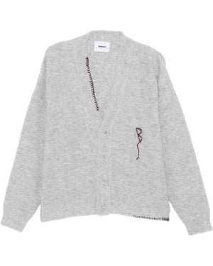 Bonsai Embroidered Knit Cardigan - Gray