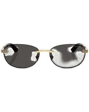 Versace Greca Rimless Oval-Frame Sunglasses - White