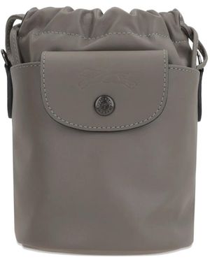 Longchamp Le Pliage Xtra Xs Drawstring Leather Cross Body Bag - Grey
