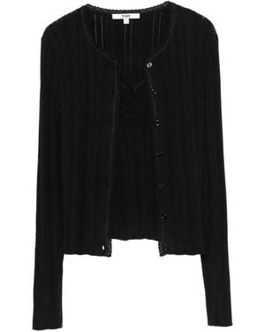 Maje Set Top E Cardigan A Coste Con Orlo A Smerlo - Nero