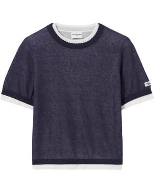 Claudie Pierlot Contrast Knit Jumper - Blue