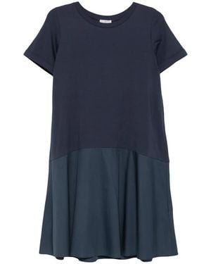 Marella Rugiada Short-Sleeve Panelled Mini Dress - Blue