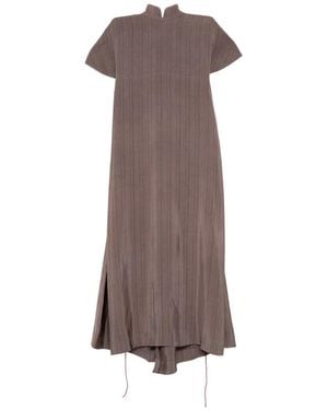 Samuel Guì Yang Plaid Dress - Brown