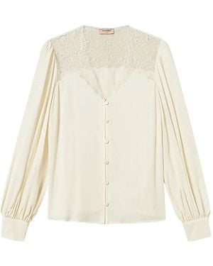 Twinset Jacquard Shirt With Lace - White