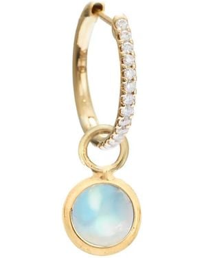 Yi Collection Moonstone And Diamond Hoop Earrings - Blue