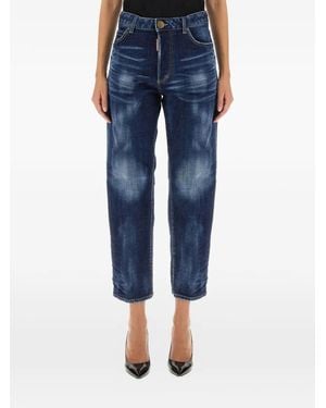 DSquared² Boston Flag-Patch Jeans - Blue