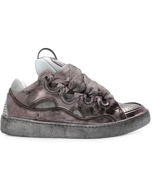 Lanvin Baskets Curb En Tissu Technique Métallisé - Gray