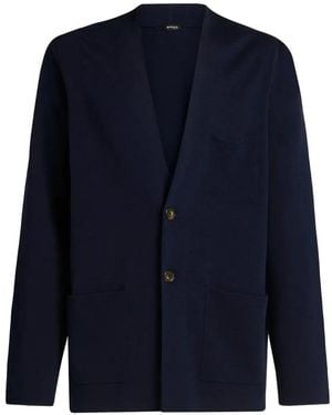 Kiton Cárdigan Con Bolsillo De Parche - Azul
