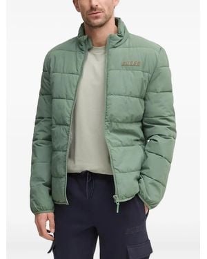 Guess Quilted-Logo Jacket - Green