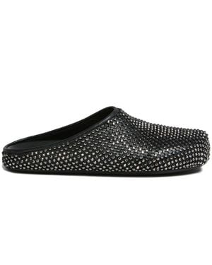 Marni Crystal-Embellished Leather Sandals - Black