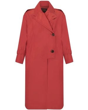Moorer Double-Breasted Epaulette-Detail Coat - Red