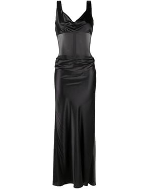 Christopher Esber Sheer-Panel Cowl-Neck Gown - Black