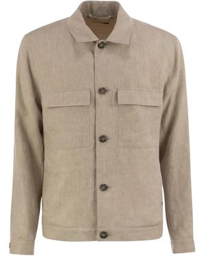 Peserico Buttoned Flap-Pocket Shirt Jacket - Natural
