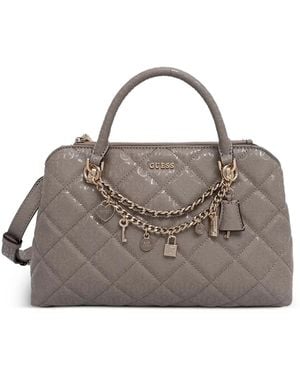 Guess Libby Quilted Logo-Print Shoulder Bag - Metallic