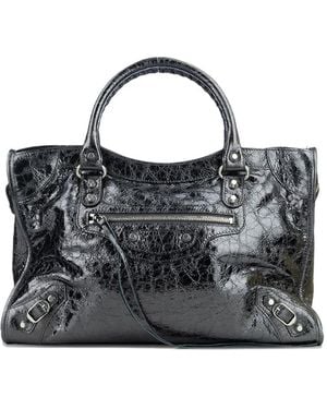 Balenciaga Le City メタリック ハンドバッグ S - ブラック