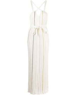 Sonia Rykiel Striped Pleated Dress - White