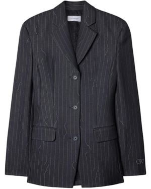 Off-White c/o Virgil Abloh Off- Broken Pinstripe Pattern Jacket With - Grey