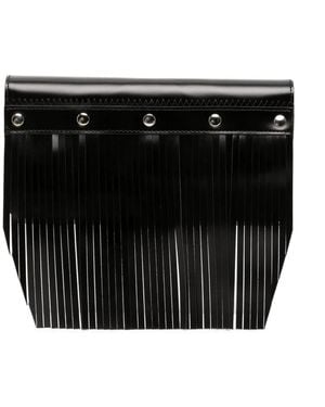 Comme des Garçons Stud-Embellished Fringed Leather Wallet - Black