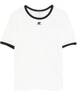 Courreges Logo-Embroidered T-Shirt - White