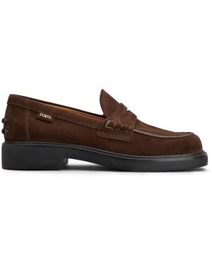 Tods Para Ótica Ventura Suede Penny Loafers - Brown