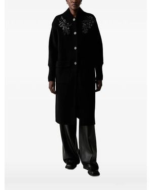 ERMANNO FIRENZE Floral-Embroidered Coat - Black