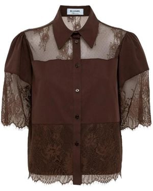 Blugirl Blumarine Lace-Panelled Shirt - Brown
