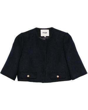 Maje Cropped Short-Sleeve Blazer - Black