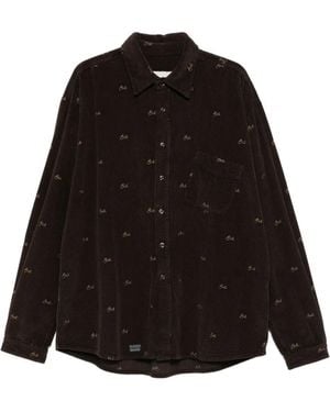 ERL Corduroy Logo-Embroidered Shirt Jacket - Black