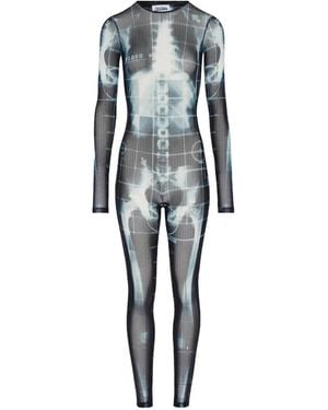Jean Paul Gaultier The Squeletor Crew-Neck Printed Jumpsuit - Blue