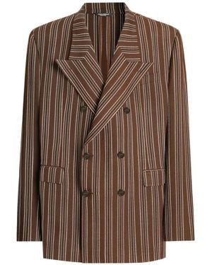Dolce & Gabbana Striped Double-Breasted Blazer - Brown