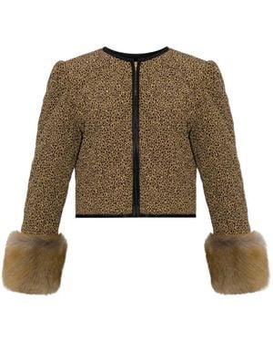 Valentino Garavani Veste À Bordure En Fourrure Artificielle À Imprimé Léopard - Green
