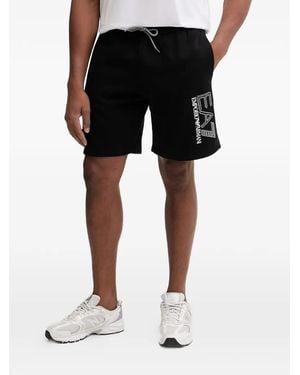 EA7 Bermudas Con Cordones Y Logo - Negro