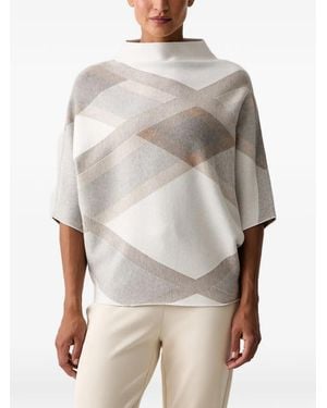 Joseph Ribkoff Pull À Carreaux Et Col Montant - Grey
