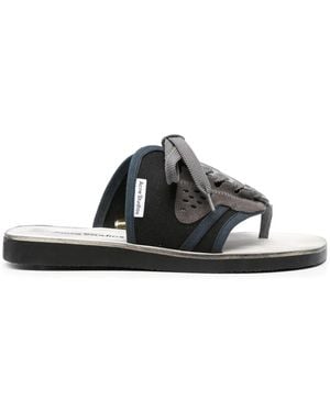 Acne Studios Paneled Lace-Up Flip Flops - Black