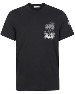 Moncler Graphic-Print Logo-Patch T-Shirt - Black