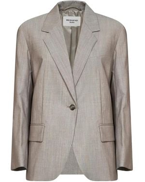 Weekend by Maxmara Single-Breasted Virgin Wool Blazer - Grey