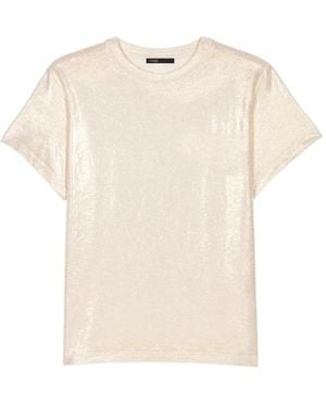 Maje Metallic-Finish T-Shirt - Natural