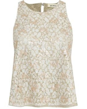 Lethicia Bronstein スパンコールトリム トップ - ナチュラル