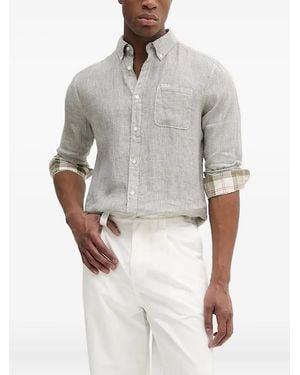Barbour Check-Lined Linen Shirt - Gray