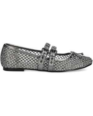 Guess Embellished Buckle Ballet Flats - Gray