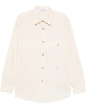 Stone Island Logo-Embroidered Shirt - White