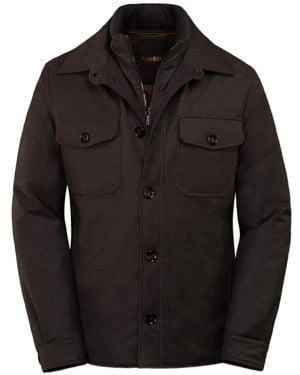 Moorer Quilted-Lining Layered-Detail Jacket - Black