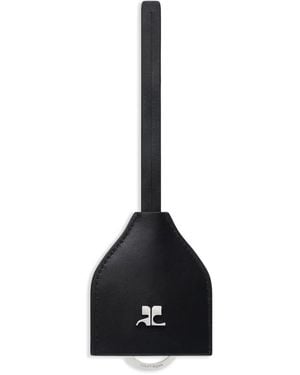 Courreges Leather Keyring - Black