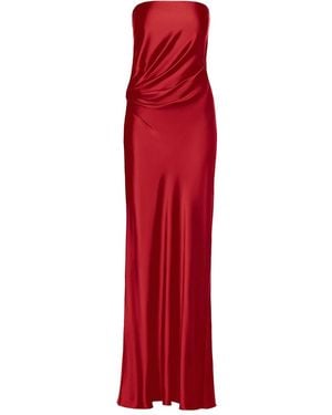 The Sei Strapless Silk Maxi Dress - Red
