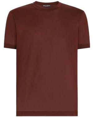 Dolce & Gabbana Crew Neck Silk T-Shirt - Red