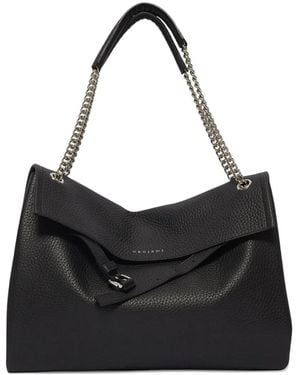 Orciani Chain-Strap Pebble-Leather Shoulder Bag - Black